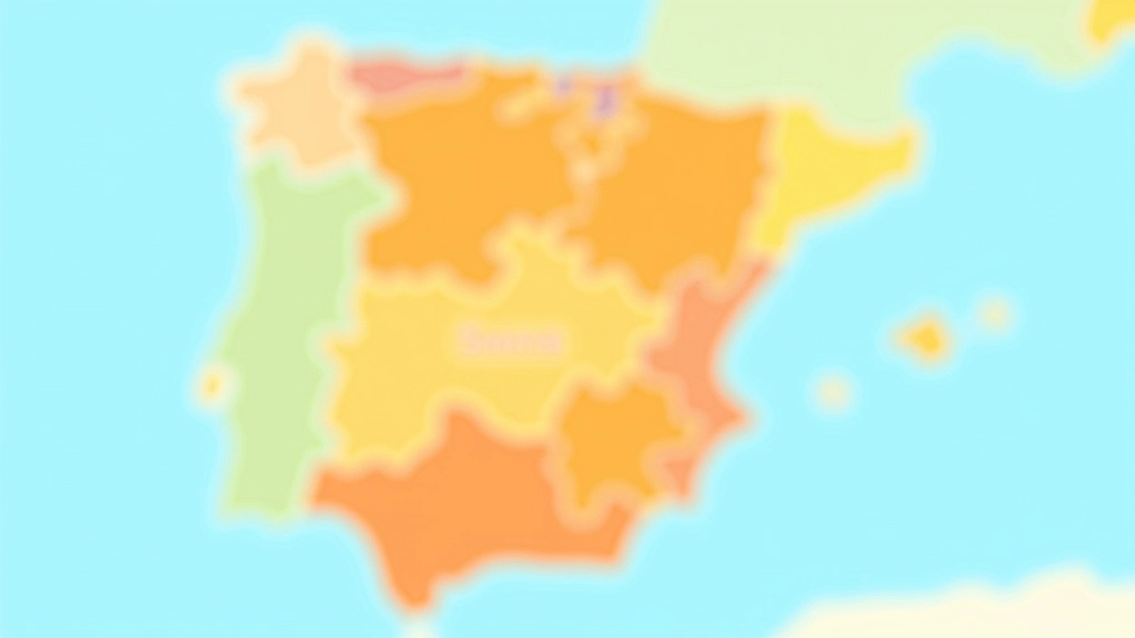 Mapa de España con símbolos y colores representando diferentes comunidades autónomas y sus programas de becas