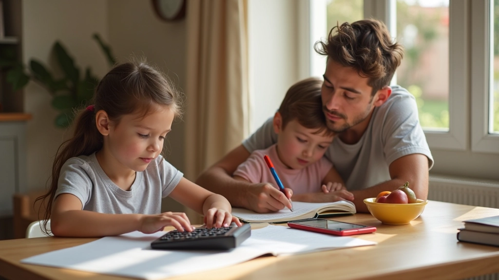 Familia analizando presupuesto escolar